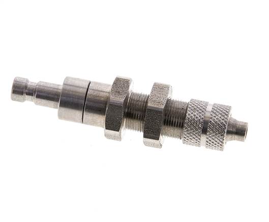 Acero inoxidable DN 2,7 (Micro) Acoplamiento de aire Tapón Tuerca de racor 4x6 mm Pasamuros Cierre doble
