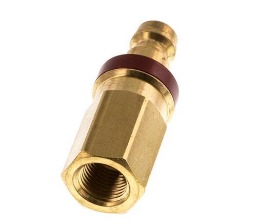 Latón DN 5 Rojo Acoplamiento de Aire Enchufe G 1/8 pulgadas Hembra Doble Cierre