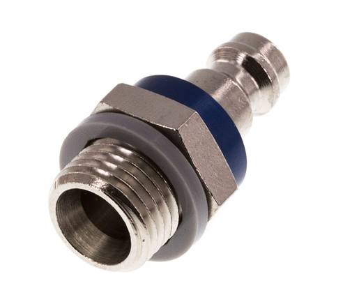 Latón niquelado DN 5 Acoplamiento de aire azul Enchufe G 1/4 pulgadas Macho