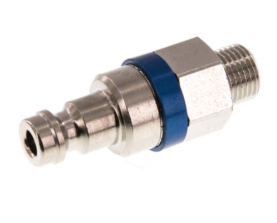 Latón niquelado DN 5 Acoplamiento de aire azul Enchufe G 1/8 pulgadas Macho