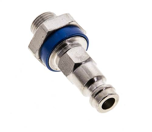 Latón niquelado DN 5 Codificación azul Enchufe de acoplamiento de aire G 1/8 pulgadas Macho