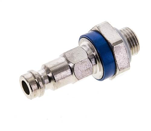 Latón niquelado DN 5 Codificación azul Enchufe de acoplamiento de aire G 1/8 pulgadas Macho