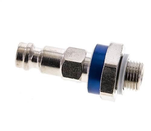 Latón niquelado DN 5 Codificación azul Enchufe de acoplamiento de aire G 1/8 pulgadas Macho
