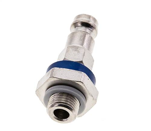 Latón niquelado DN 5 Codificación azul Enchufe de acoplamiento de aire G 1/8 pulgadas Macho