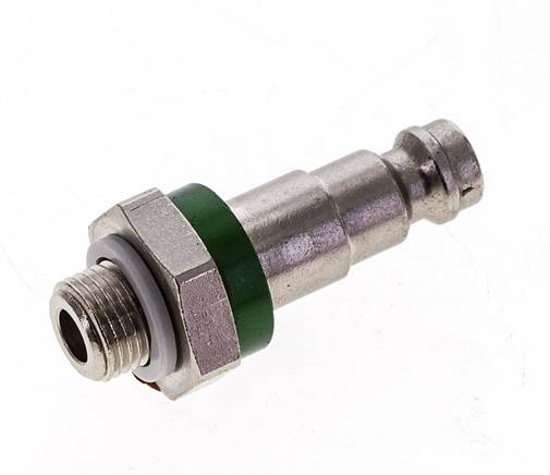 Latón niquelado DN 5 Tapón de acoplamiento de aire codificado en verde G 1/8 pulgadas Macho