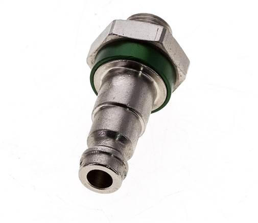 Latón niquelado DN 5 Tapón de acoplamiento de aire codificado en verde G 1/8 pulgadas Macho