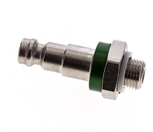 Latón niquelado DN 5 Tapón de acoplamiento de aire codificado en verde G 1/8 pulgadas Macho
