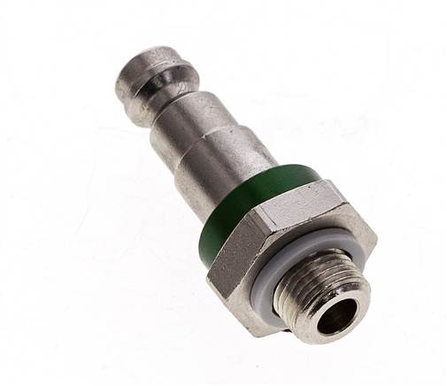 Latón niquelado DN 5 Tapón de acoplamiento de aire codificado en verde G 1/8 pulgadas Macho