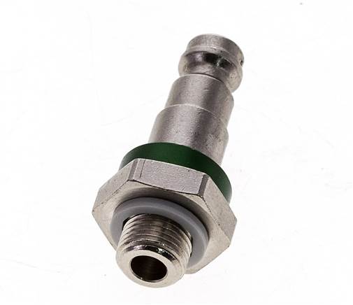 Latón niquelado DN 5 Tapón de acoplamiento de aire codificado en verde G 1/8 pulgadas Macho