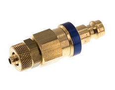 Acoplamiento de aire azul DN 5 Tapón 4x6 mm Tuerca de unión Doble cierre