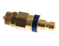 Acoplamiento de aire azul DN 5 Tapón 4x6 mm Tuerca de unión Doble cierre