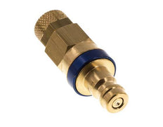 Acoplamiento de aire azul DN 5 Tapón 4x6 mm Tuerca de unión Doble cierre