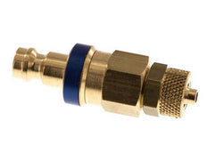 Acoplamiento de aire azul DN 5 Tapón 4x6 mm Tuerca de unión Doble cierre