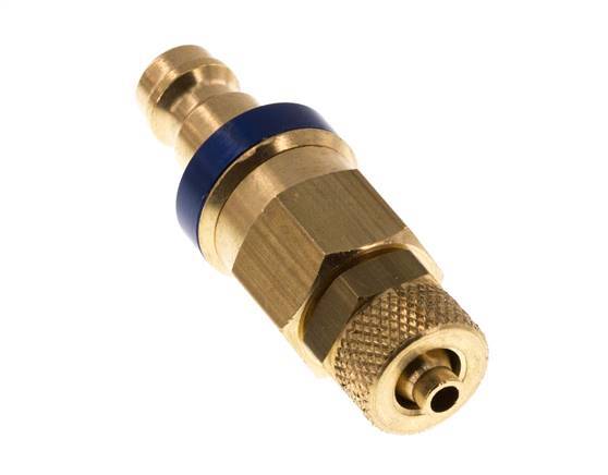 Acoplamiento de aire azul DN 5 Tapón 4x6 mm Tuerca de unión Doble cierre
