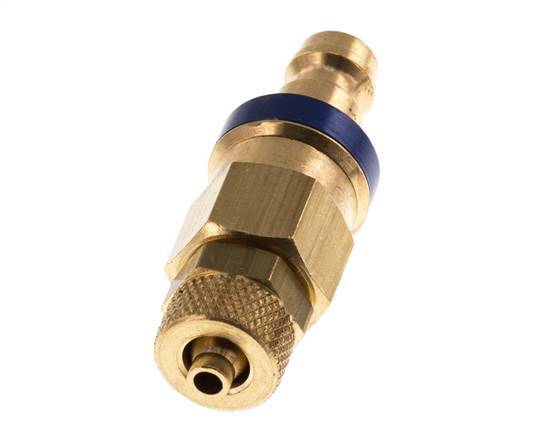 Acoplamiento de aire azul DN 5 Tapón 4x6 mm Tuerca de unión Doble cierre