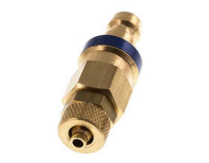 Acoplamiento de aire azul DN 5 Tapón 4x6 mm Tuerca de unión Doble cierre
