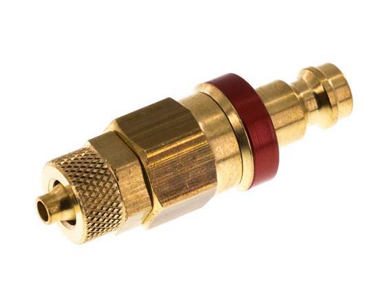 Tapón de acoplamiento de aire rojo DN 5 4x6 mm Tuerca de unión Doble cierre