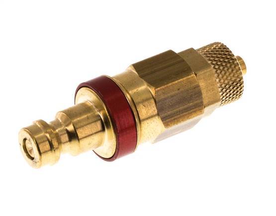 Tapón de acoplamiento de aire rojo DN 5 4x6 mm Tuerca de unión Doble cierre