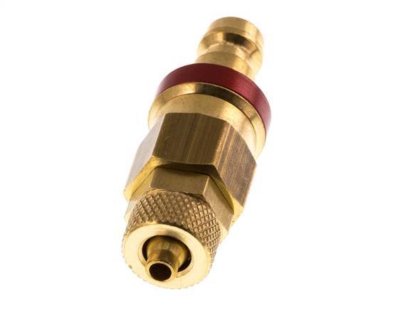 Tapón de acoplamiento de aire rojo DN 5 4x6 mm Tuerca de unión Doble cierre