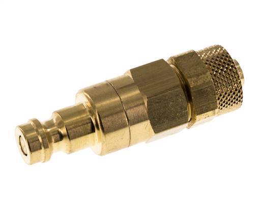 Tapón de acoplamiento de aire DN 5 de latón Tuerca de unión 6x8 mm Cierre doble