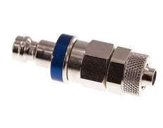 Latón niquelado DN 5 Azul Tapón de acoplamiento de aire 6x8 mm Tuerca de unión Doble cierre