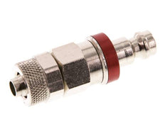 Latón niquelado DN 5 Tapón de acoplamiento de aire rojo Tuerca de unión 6x8 mm Cierre doble