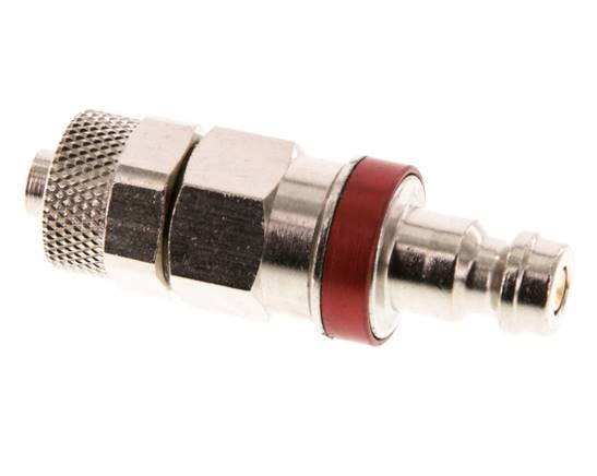 Latón niquelado DN 5 Tapón de acoplamiento de aire rojo Tuerca de unión 6x8 mm Cierre doble