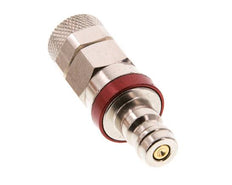 Latón niquelado DN 5 Tapón de acoplamiento de aire rojo Tuerca de unión 6x8 mm Cierre doble