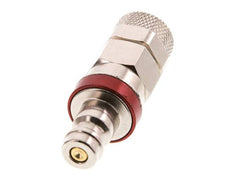 Latón niquelado DN 5 Tapón de acoplamiento de aire rojo Tuerca de unión 6x8 mm Cierre doble