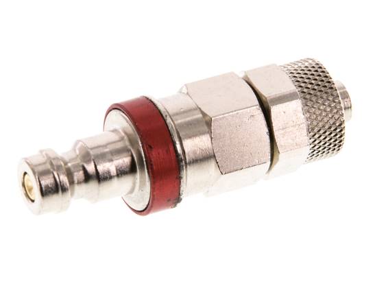 Latón niquelado DN 5 Tapón de acoplamiento de aire rojo Tuerca de unión 6x8 mm Cierre doble