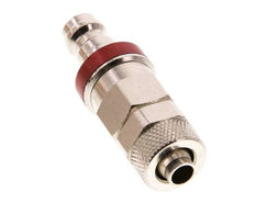 Latón niquelado DN 5 Tapón de acoplamiento de aire rojo Tuerca de unión 6x8 mm Cierre doble