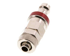 Latón niquelado DN 5 Tapón de acoplamiento de aire rojo Tuerca de unión 6x8 mm Cierre doble