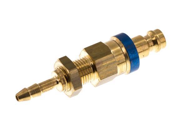 Latón DN 5 Azul Acoplamiento de Aire Tapón 4x6 mm Unión Tuerca Pasamuros Doble Cierre