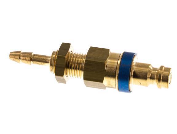 Latón DN 5 Azul Acoplamiento de Aire Tapón 4x6 mm Unión Tuerca Pasamuros Doble Cierre