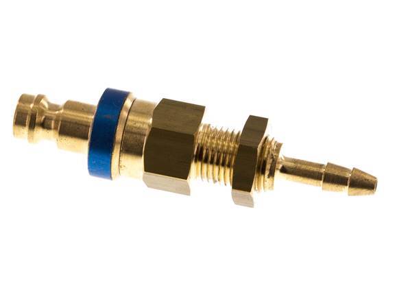 Latón DN 5 Azul Acoplamiento de Aire Tapón 4x6 mm Unión Tuerca Pasamuros Doble Cierre