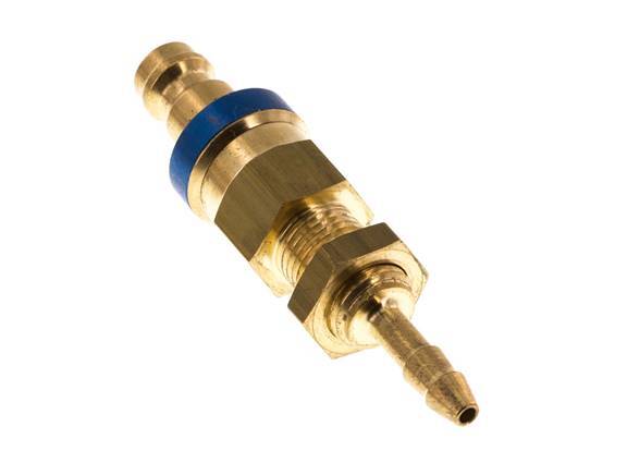 Latón DN 5 Azul Acoplamiento de Aire Tapón 4x6 mm Unión Tuerca Pasamuros Doble Cierre