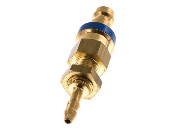 Latón DN 5 Azul Acoplamiento de Aire Tapón 4x6 mm Unión Tuerca Pasamuros Doble Cierre