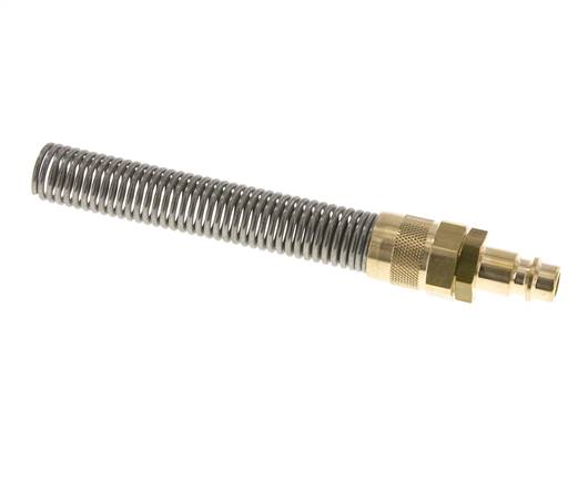 Tapón de acoplamiento de aire de latón DN 7,2 (Euro) Tuerca de unión 6x8 mm Bend-Protect con válvula de retención