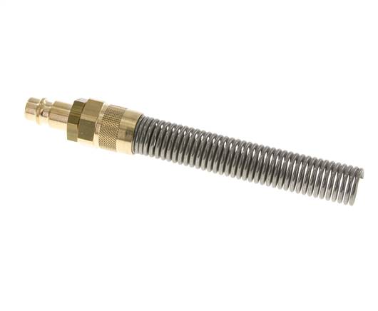 Tapón de acoplamiento de aire de latón DN 7,2 (Euro) Tuerca de unión 6x8 mm Bend-Protect con válvula de retención