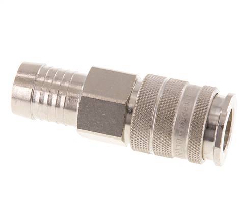 Nickel-plated Brass DN 10 Air Coupling Socket 19 mm Hose Pillar Double Shut-Off