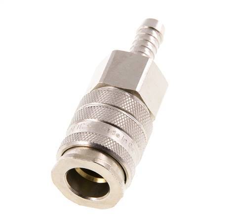 Nickel-plated Brass DN 10 Air Coupling Socket 9 mm Hose Pillar Double Shut-Off
