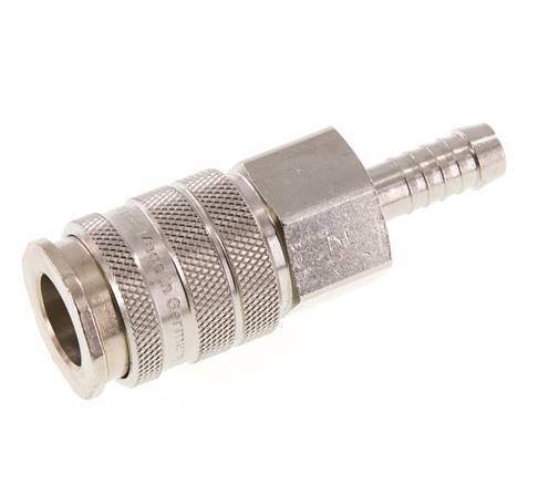 Nickel-plated Brass DN 10 Air Coupling Socket 9 mm Hose Pillar Double Shut-Off