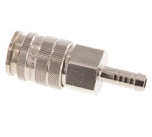 Nickel-plated Brass DN 10 Air Coupling Socket 9 mm Hose Pillar Double Shut-Off