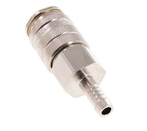 Nickel-plated Brass DN 10 Air Coupling Socket 9 mm Hose Pillar Double Shut-Off