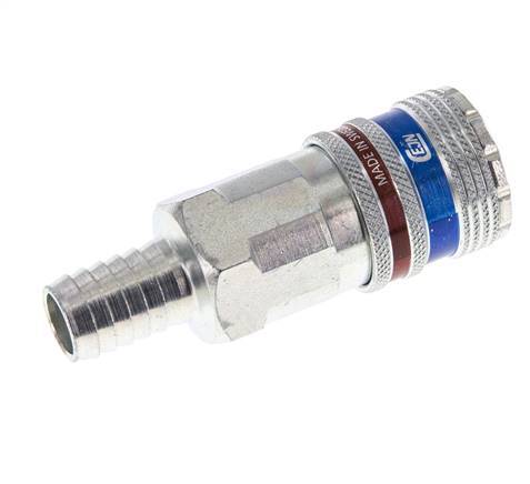 Acero/latón DN 10.4 Enchufe de seguridad para aire comprimido Pilar para manguera de 13 mm