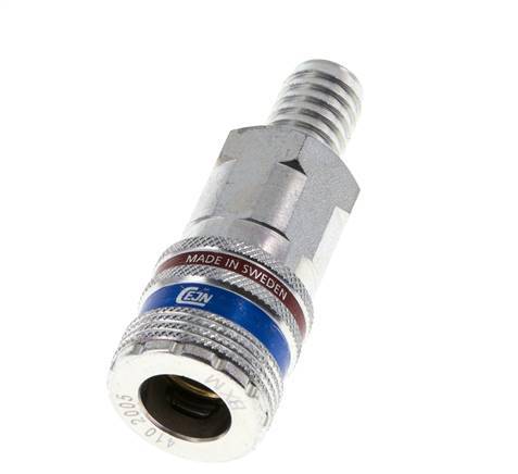 Acero/latón DN 10.4 Enchufe de seguridad para aire comprimido Pilar para manguera de 13 mm