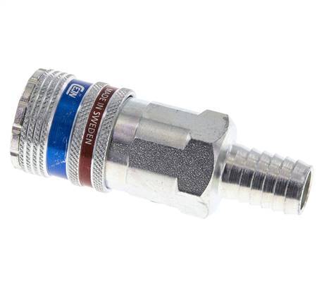 Acero/latón DN 10.4 Enchufe de seguridad para aire comprimido Pilar para manguera de 13 mm