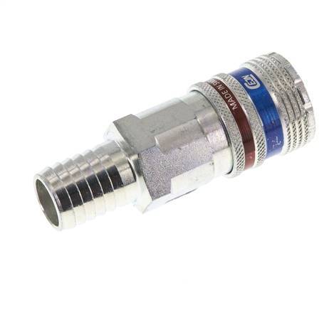Acero/latón DN 10.4 Enchufe de seguridad para aire comprimido Pilar para manguera de 16 mm