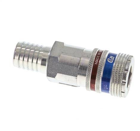Acero/latón DN 10.4 Enchufe de seguridad para aire comprimido Pilar para manguera de 16 mm