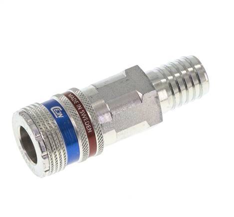Acero/latón DN 10.4 Enchufe de seguridad para aire comprimido Pilar para manguera de 16 mm
